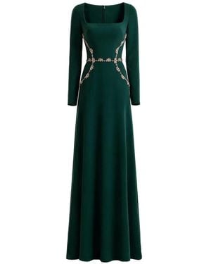Gemy Maalouf Vestido Con Cuentas Y Cuello Cuadrado - Verde