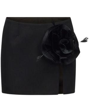 Area Floral-Appliqué Wool Mini Skirt - Black