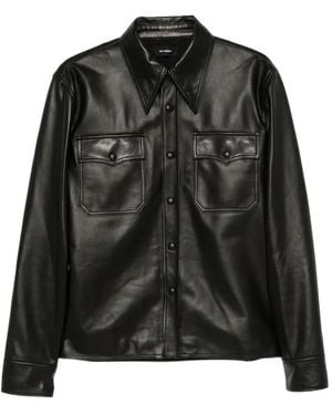 Willy Chavarria Chente Leather Overshirt - Black