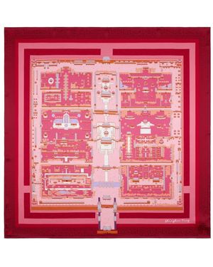 Shanghai Tang Double Happiness Print Silk Scarf - Rouge