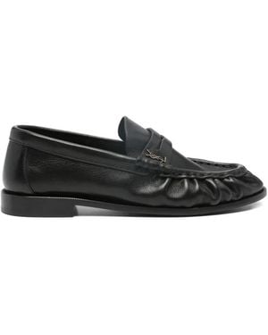 Saint Laurent Mocasines Con Placa Del Logo - Negro