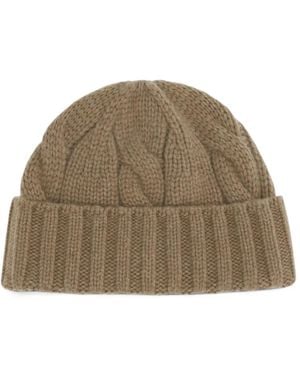 Loro Piana Napier Cable-Knit Beanie Hat - Brown