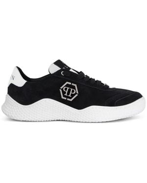 Philipp Plein Hexagon-Logo Suede Trainers - Black