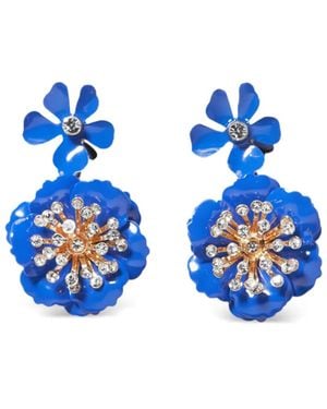 Carolina Herrera Floral Dangle Earrings - Blue