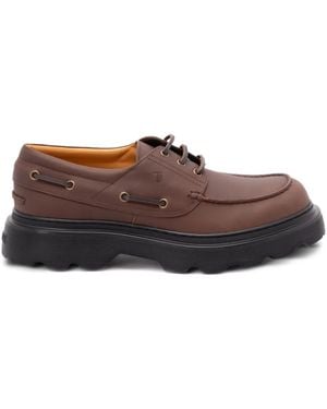Tod's レザー デッキシューズ - ブラウン
