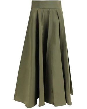 Sara Roka High-Waisted Flared Skirt - Green