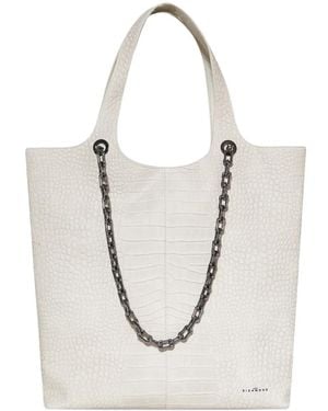 John Richmond Croc-Effect Chain-Link Tote Bag - White