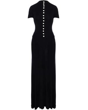 MANURI Mia Pearl-Embellished Maxi Dress - Black
