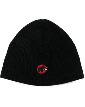 Mammut Logo-Patch Ribbed-Knit Beanie Hat - Black