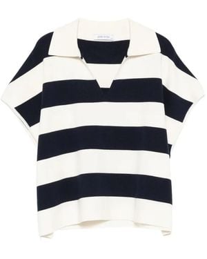 Philo-Sofie Cashmere Striped Collared Top - Blue