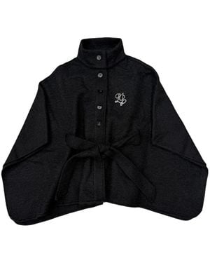 Liu Jo Logo-Embellished Belted Cape - Black