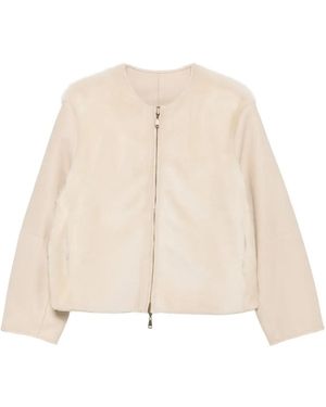 Max Mara Shearling Panel Jacket - Natural