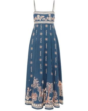 ALÉMAIS Acacia Printed Midi Dress - Blue