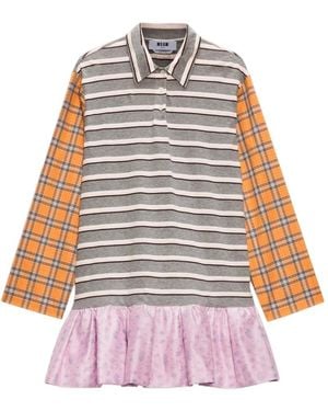 MSGM Minikleid Mit Gestreiftem Karomuster - Grau