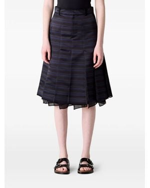 Sacai Striped Pleated Midi Skirt - Blue
