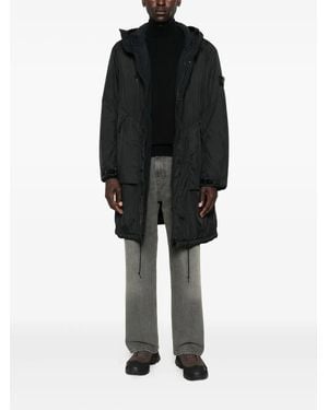 Stone Island Hooded Drawstring Coat - Black