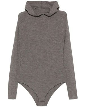 P.A.R.O.S.H. Body de canalé con capucha - Gris