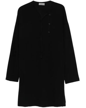 Yohji Yamamoto Half-Button Long-Sleeved T-Shirt - Black