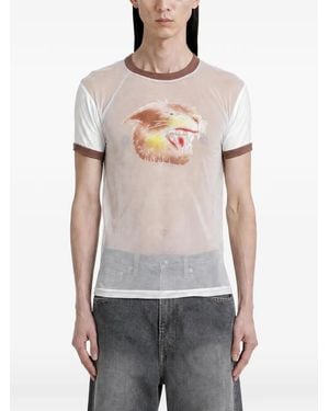 Kapital Anger Leopard Sheer T-Shirt - White