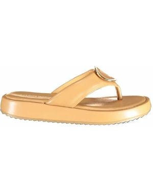 Laura Biagiotti Logo-Plaque Platform Sandals - Natural