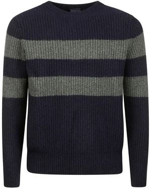 Paul & Shark Round-Neck Striped Sweater - Blue