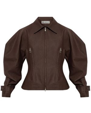Issey Miyake Veste Zippée À Manches Volumineuses - Brown
