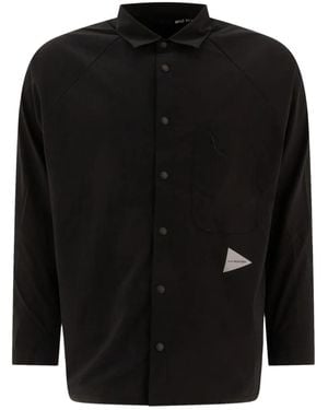 and wander Fleece-Insert Snap-Button Shirt - Black