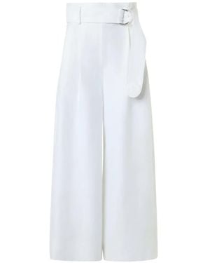 Akris Punto Fiorella Linen Wide-Leg Cropped Pants - White