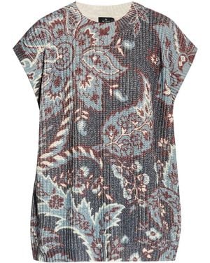Etro Paisley-Print Wool Top - Grey