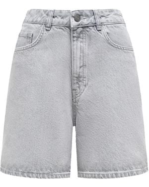 12 STOREEZ Logo-Patch High-Rise Shorts - Gray