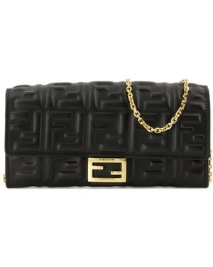 Fendi Baguette Clutch Mit Prägung - Schwarz