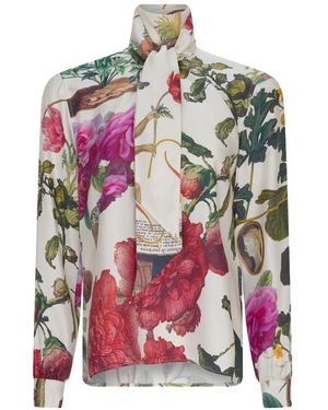 Libertine Hollyhock Slim Keith Tie-Neck Blouse - White