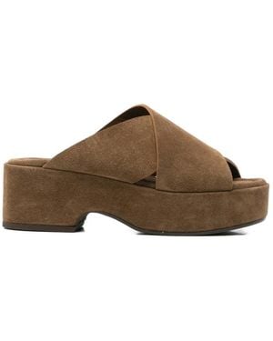 CURIOSITÉ Criss-Cross Platform Sandals - Brown