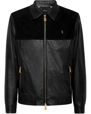 Billionaire Leather Bomber Jacket - Black
