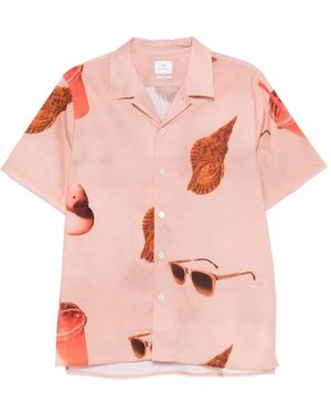 Paul Smith Sunbleached Snaps Cotton Shirt - Pink
