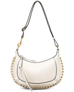 Isabel Marant Oskan Moon Studded Leather Shoulder Bag - White