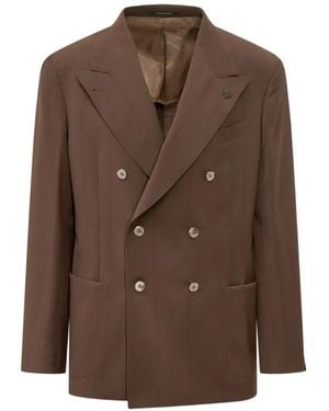 Gabriele Pasini Double-Breasted Striped Jacket - Brown