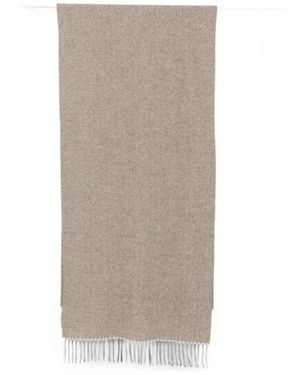 Fileria Herringbone-Pattern Fringed Scarf - Natural