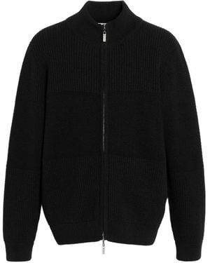 Barrie Chunky Waffle-Effect Zip Cardigan - Black