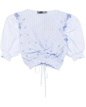 Ermanno Scervino Embroidered Cropped Top - Blue