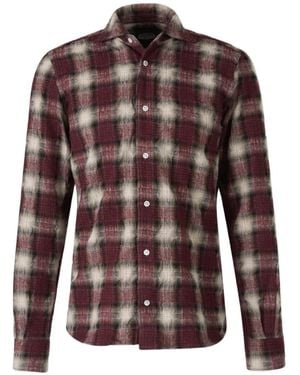 Vincenzo Di Ruggiero Plaid-Check Distressed-Finish Shirt - Brown