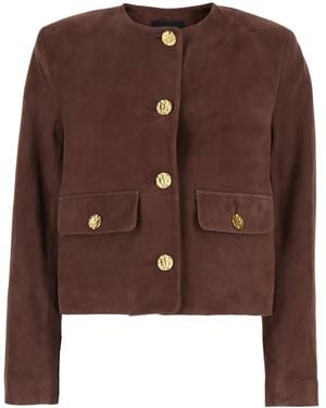 Arma 'Lorenne' Jacket With Round Neck And Front Patch Pockets - Brown
