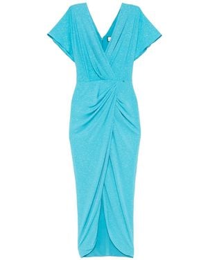Nissa Jurk Met Gesmockt Detail - Blauw