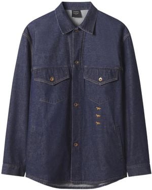 Maison Kitsuné Logo-Embroidered Denim Shirt - Blue