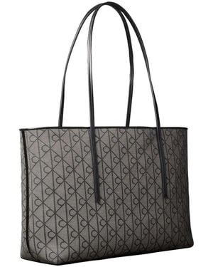 Calvin Klein Monogram-Print Tote Bag - Black