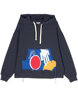 Charles Jeffrey Felpa Patch Ears Con Cappuccio - Blu