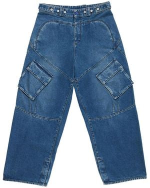 Marcelo Burlon Wide-Leg Cargo Jeans - Blue