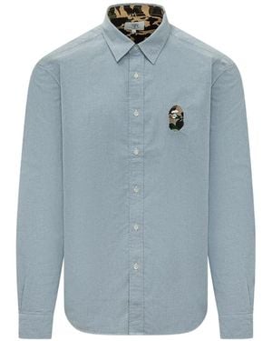 A Bathing Ape 1St Camo Logo-Patch Shirt - Blue