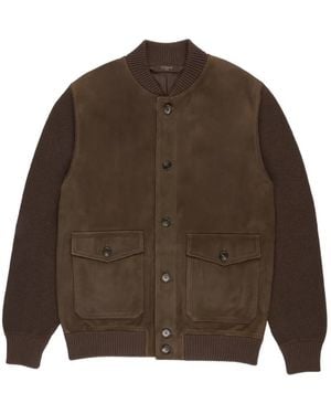 Slowear Veste Bomber À Empiècement En Daim - Brown
