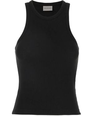 Balenciaga Ribbed-knit racer-back top - Schwarz